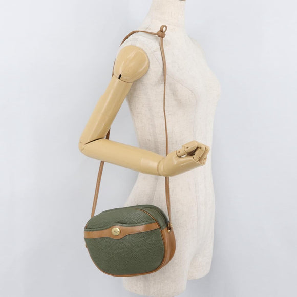 Christian Dior Shoulder Bag Leather Green Gold Auth BA12145