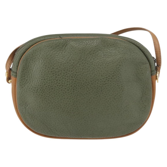 Christian Dior Shoulder Bag Leather Green Gold Auth BA12145
