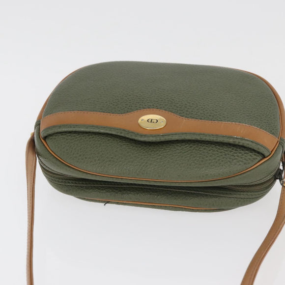 Christian Dior Shoulder Bag Leather Green Gold Auth BA12145