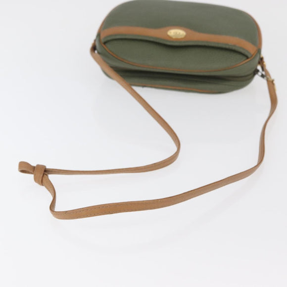 Christian Dior Shoulder Bag Leather Green Gold Auth BA12145