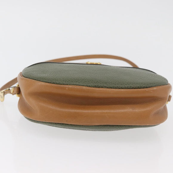 Christian Dior Shoulder Bag Leather Green Gold Auth BA12145