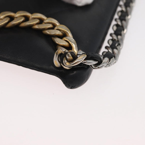 CHANEL Matelassé Chain iPhone Tasche Lammleder Schwarz Gold CC Auth BA12149A