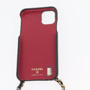 CHANEL Matelassé Chain iPhone Tasche Lammleder Schwarz Gold CC Auth BA12149A-11