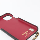 CHANEL Matelassé Chain iPhone Tasche Lammleder Schwarz Gold CC Auth BA12149A-17