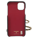 CHANEL Matelassé Chain iPhone Tasche Lammleder Schwarz Gold CC Auth BA12149A-2