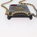 CHANEL Matelassé Chain iPhone Tasche Lammleder Schwarz Gold CC Auth BA12149A-5