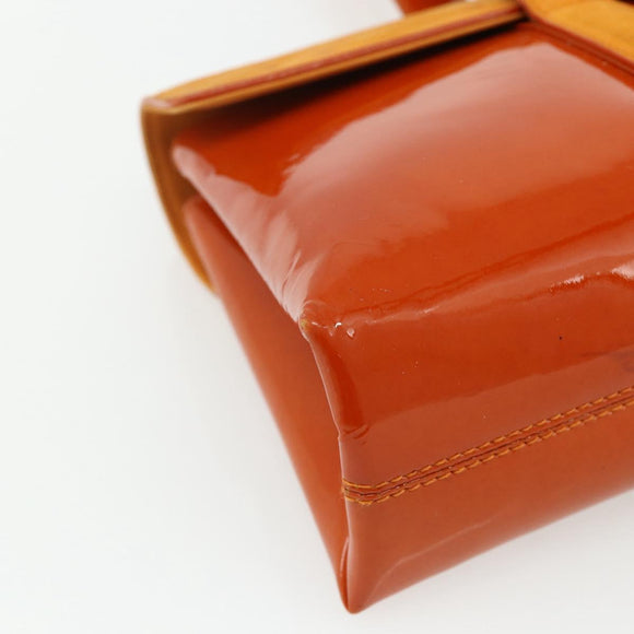 BVLGARI Shoulder Bag Patent leather Orange Silver Auth BA12153A
