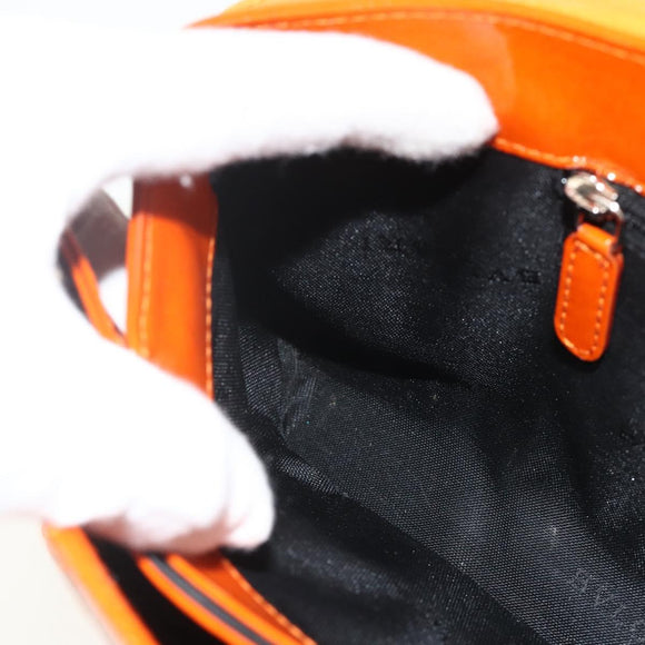 BVLGARI Shoulder Bag Patent leather Orange Silver Auth BA12153A