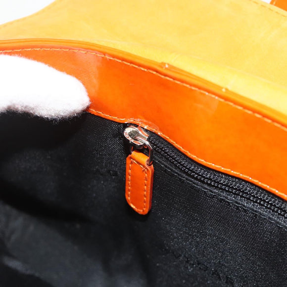 BVLGARI Shoulder Bag Patent leather Orange Silver Auth BA12153A