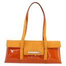 BVLGARI Shoulder Bag Patent leather Orange Silver Auth BA12153A-13