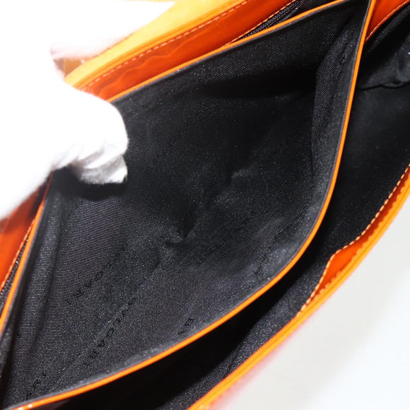 BVLGARI Shoulder Bag Patent leather Orange Silver Auth BA12153A