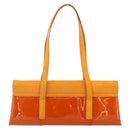 BVLGARI Shoulder Bag Patent leather Orange Silver Auth BA12153A-2