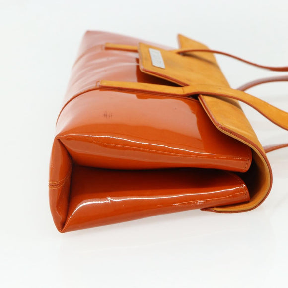 BVLGARI Shoulder Bag Patent leather Orange Silver Auth BA12153A