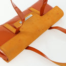 BVLGARI Shoulder Bag Patent leather Orange Silver Auth BA12153A-6