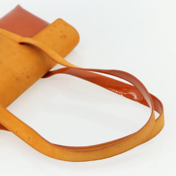BVLGARI Shoulder Bag Patent leather Orange Silver Auth BA12153A