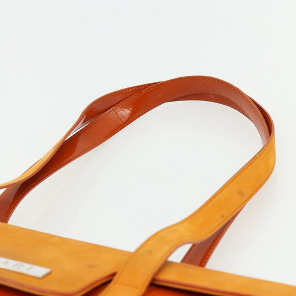 BVLGARI Shoulder Bag Patent leather Orange Silver Auth BA12153A