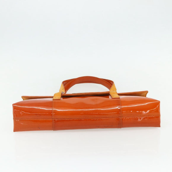 BVLGARI Shoulder Bag Patent leather Orange Silver Auth BA12153A