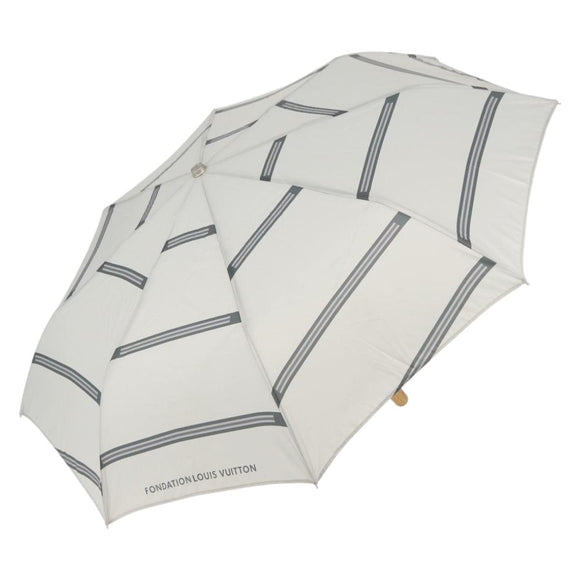 LOUIS VUITTON Fondation Folding Umbrella Nylon Gray LV Auth BA12155A