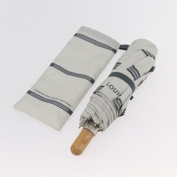 LOUIS VUITTON Fondation Folding Umbrella Nylon Gray LV Auth BA12155A
