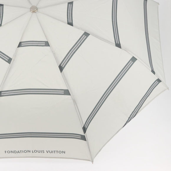 LOUIS VUITTON Fondation Folding Umbrella Nylon Gray LV Auth BA12155A