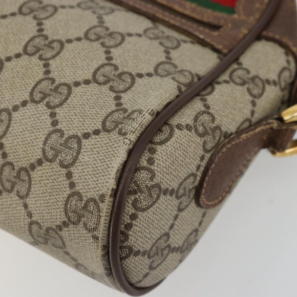 GUCCI GG Supreme Web Sherry Line Bag PVC Beige Gold 56 02 087 Auth BA12158