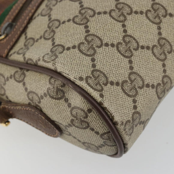 GUCCI GG Supreme Web Sherry Line Bag PVC Beige Gold 56 02 087 Auth BA12158