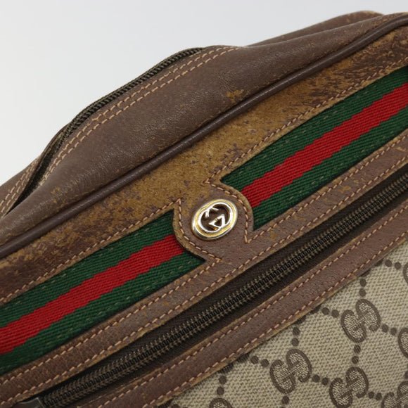 GUCCI GG Supreme Web Sherry Line Bag PVC Beige Gold 56 02 087 Auth BA12158