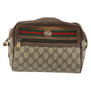 GUCCI GG Supreme Web Sherry Line Bag PVC Beige Gold 56 02 087 Auth BA12158-13