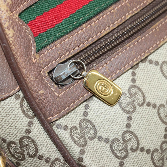 GUCCI GG Supreme Web Sherry Line Bag PVC Beige Gold 56 02 087 Auth BA12158