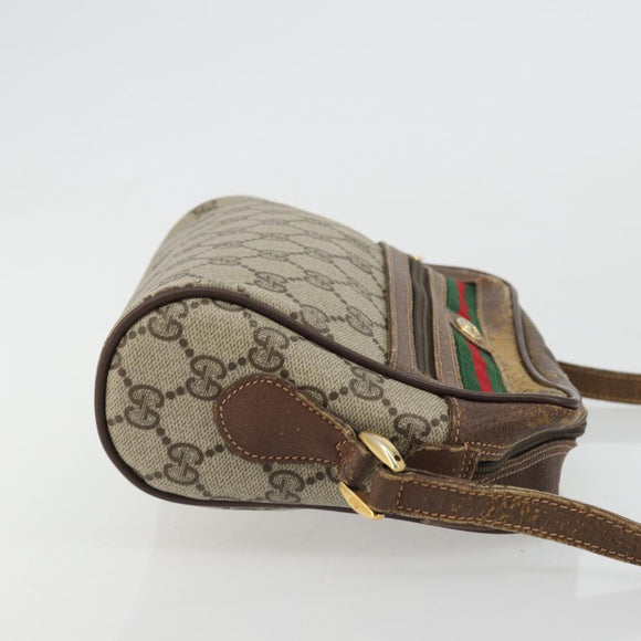 GUCCI GG Supreme Web Sherry Line Bag PVC Beige Gold 56 02 087 Auth BA12158