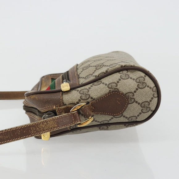 GUCCI GG Supreme Web Sherry Line Bag PVC Beige Gold 56 02 087 Auth BA12158