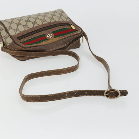 GUCCI GG Supreme Web Sherry Line Bag PVC Beige Gold 56 02 087 Auth BA12158