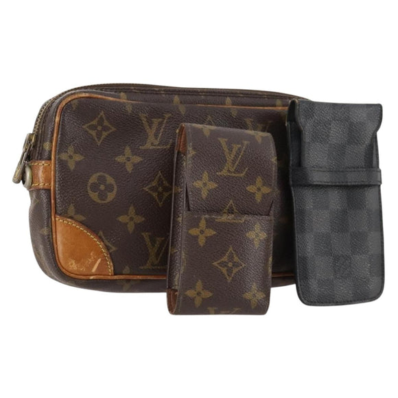 LOUIS VUITTON Monogram Damier Graphite Clutch Bag 3 Set LV Auth BA12165