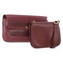 CARTIER Shoulder Bag Leather 2 Set Bordeaux Auth BA12166-1