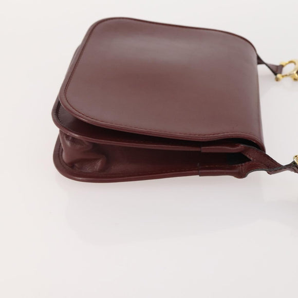 CARTIER Shoulder Bag Leather 2 Set Bordeaux Auth BA12166