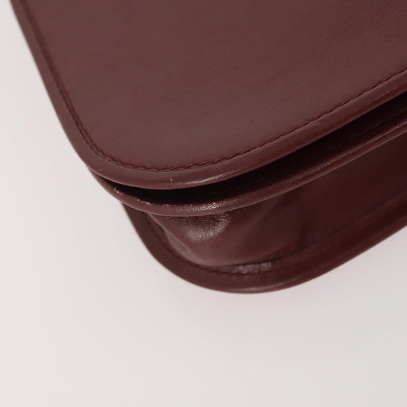 CARTIER Shoulder Bag Leather 2 Set Bordeaux Auth BA12166