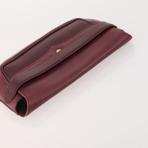 CARTIER Shoulder Bag Leather 2 Set Bordeaux Auth BA12166