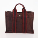 HERMES Fourre Tout PM Hand Bag Canvas 2 Set Gray Bordeaux Auth BA12167-11