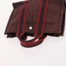 HERMES Fourre Tout PM Hand Bag Canvas 2 Set Gray Bordeaux Auth BA12167-13