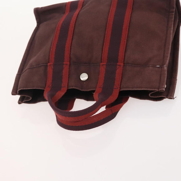 HERMES Fourre Tout PM Hand Bag Canvas 2 Set Gray Bordeaux Auth BA12167