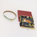 Salvatore Ferragamo Belt Scarf Silk Leather 2 Set Light Blue Beige Auth BA12169-12