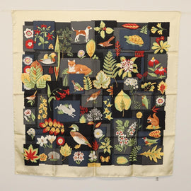 Salvatore Ferragamo Belt Scarf Silk Leather 2 Set Light Blue Beige Auth BA12169 - 0