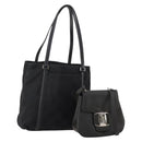 Salvatore Ferragamo Shoulder Bag Canvas Leather 2 Set Black Auth BA12171-1