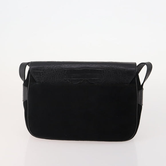 VALENTINO Shoulder Bag Nylon Suede Leather 2 Set Black Navy Auth BA12172