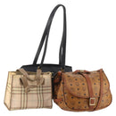 VERSACE MCM Burberry Vicetos Bag Nylon PVC 3 Set Black Brown beige Auth BA12173-1