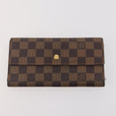 LOUIS VUITTON Damier Ebene Long Wallet 2 Set LV Auth BA12175-10