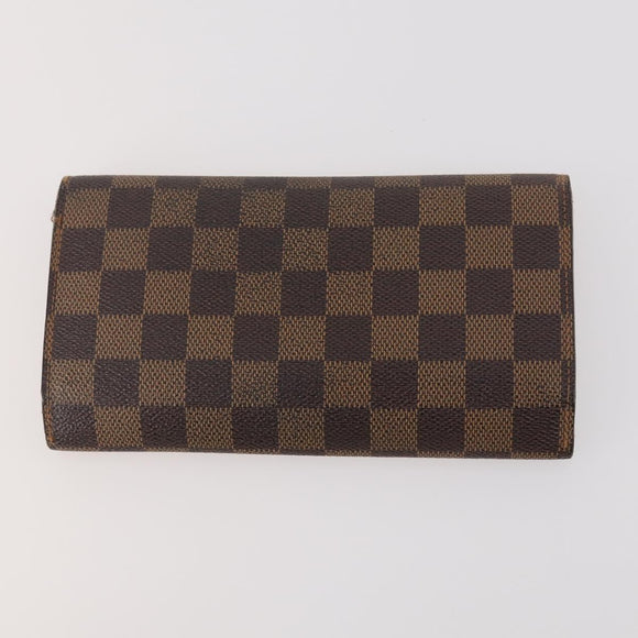 LOUIS VUITTON Damier Ebene Long Wallet 2 Set LV Auth BA12175