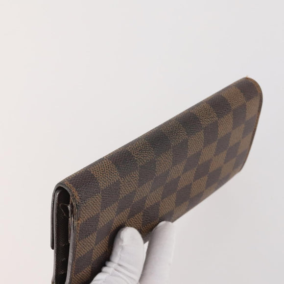 LOUIS VUITTON Damier Ebene Long Wallet 2 Set LV Auth BA12175