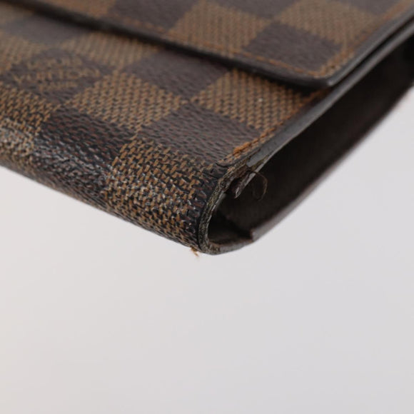 LOUIS VUITTON Damier Ebene Long Wallet 2 Set LV Auth BA12175