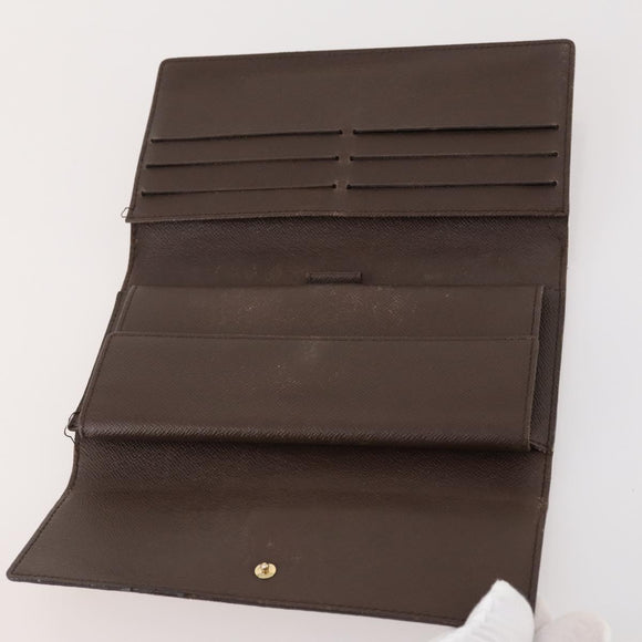 LOUIS VUITTON Damier Ebene Long Wallet 2 Set LV Auth BA12175